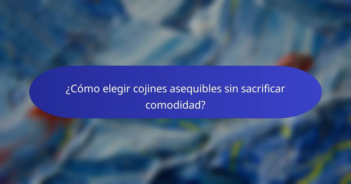 ¿Cómo elegir cojines asequibles sin sacrificar comodidad?