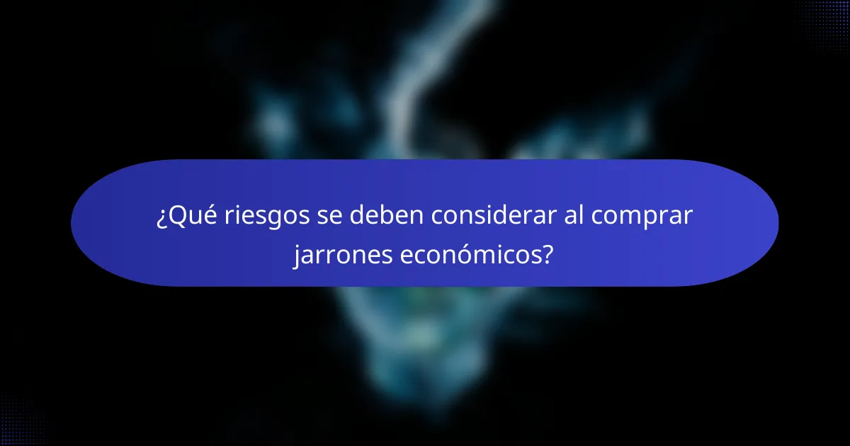 ¿Qué riesgos se deben considerar al comprar jarrones económicos?
